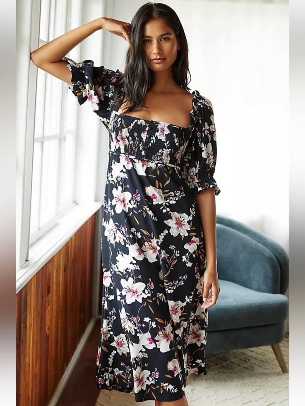 Anthropologie Floral Midi Dress